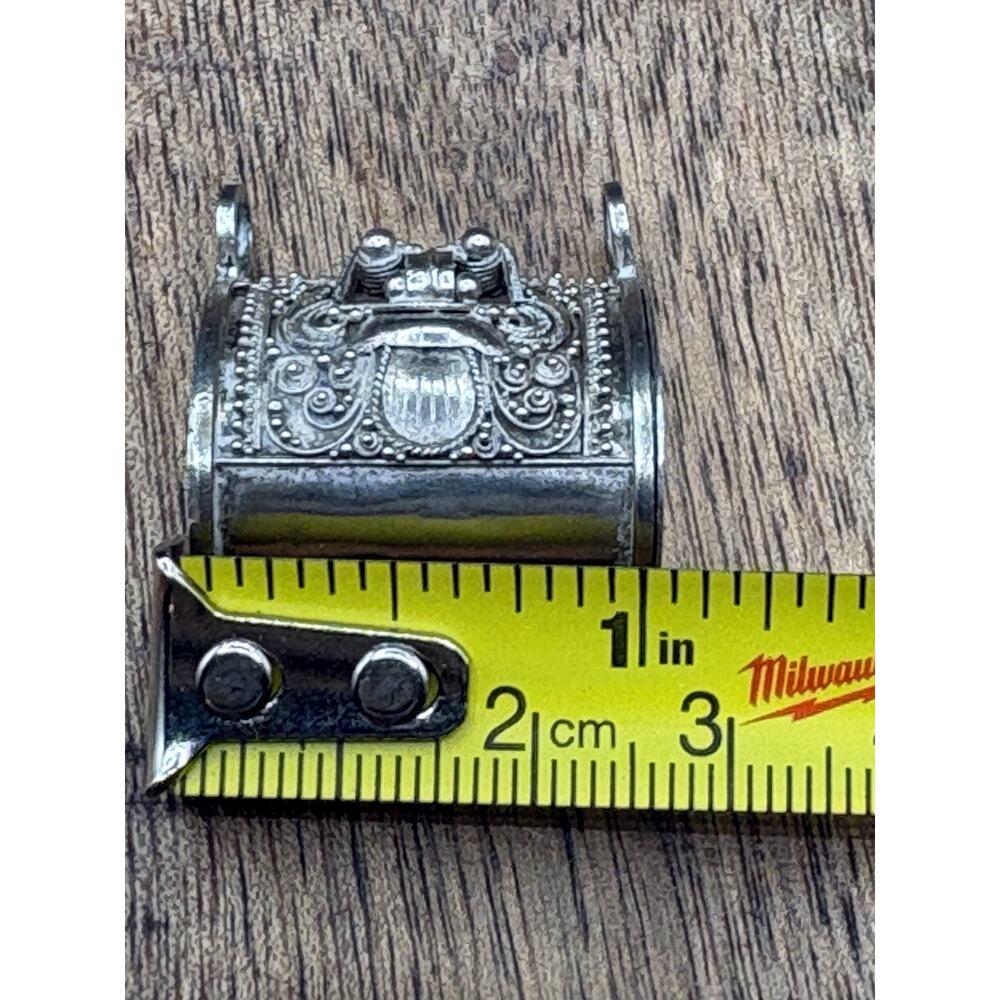 Sterling Silver Antique Treasure Chest Locket scroll Holder See Below 5.7g - Picture 7 of 9